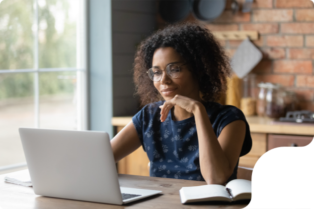 Woman looking at a computer